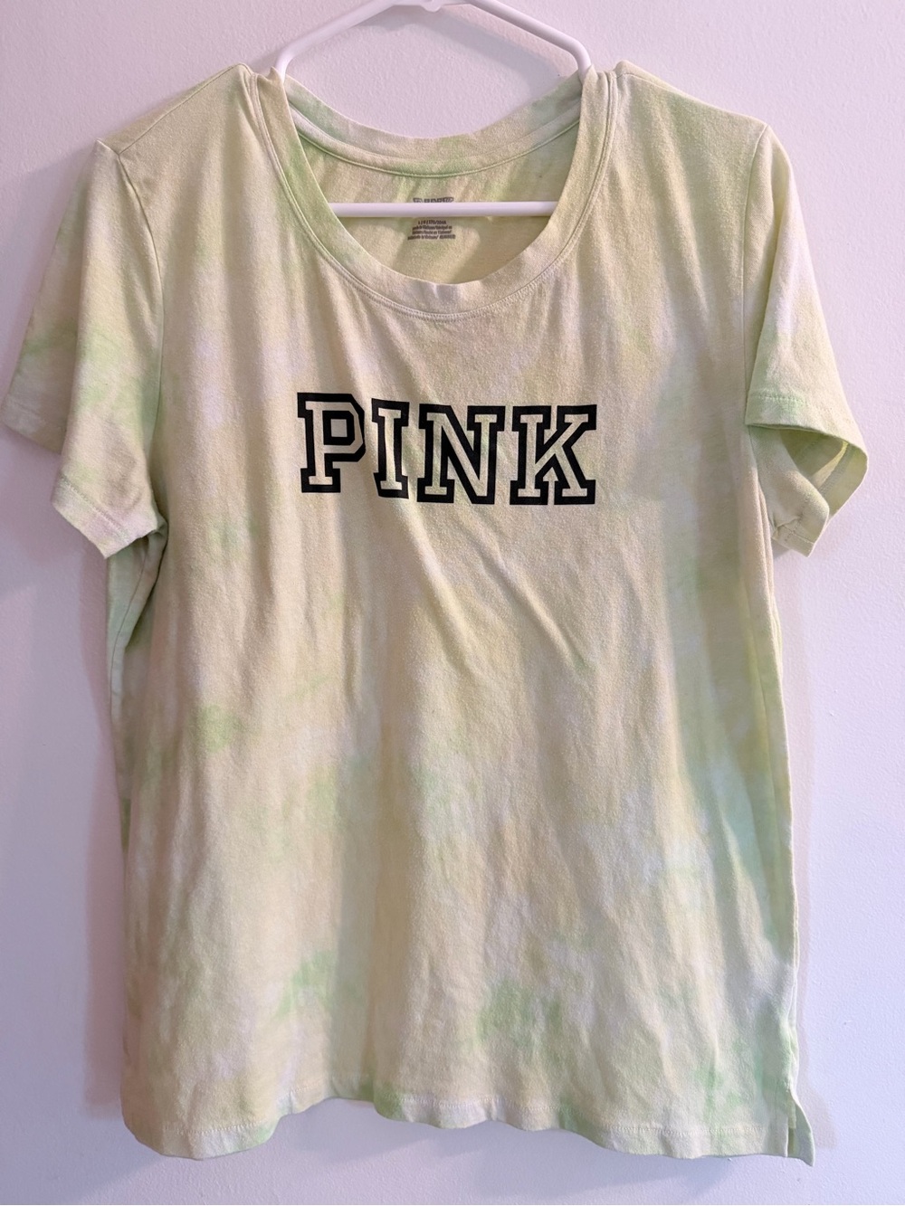 PINK Victoria's Secret Light Green Tie-Dye Logo Tee